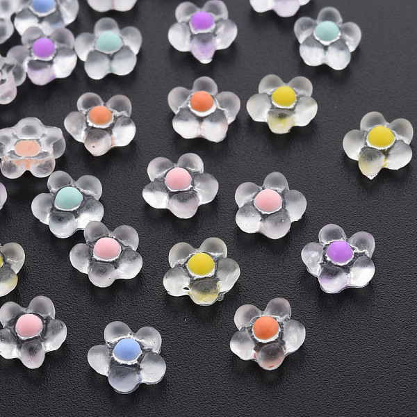

PandaHall Transparent Resin Cabochons, Flower, Mixed Color, 7.5x7.5x3mm Resin Flower Multicolor