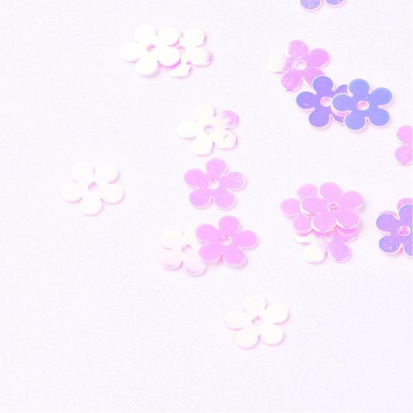 

PandaHall Ornament Accessories Disc Plastic Paillette Beads, Sequins Beads, Flower, Orchid, 7x7x0.2mm, Hole: 1mm, about 30000pcs/500g..., Purple