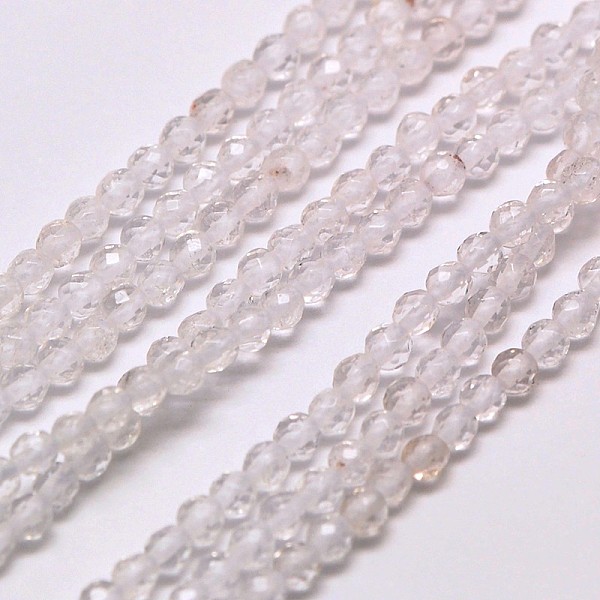 

PandaHall Natural Quartz Crystal Beads Strands, Rock Crystal Beads, Faceted Round, 3mm, Hole: 0.8mm, about 136pcs/strand, 16 inch Quartz...