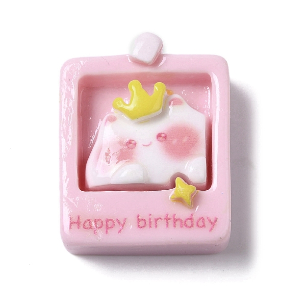 

PandaHall Cat Birthday Party Theme Opaque Resin Decoden Cabochons, Mixed Shapes, Rectangle, 26.5x21x9mm Resin Rectangle