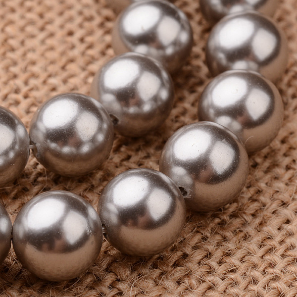 

PandaHall Polished Round Grade A Shell Pearl Bead Strands, Gray, 8mm, Hole: 1mm, about 49pcs/strand, 16 inch Shell Pearl Round Gray