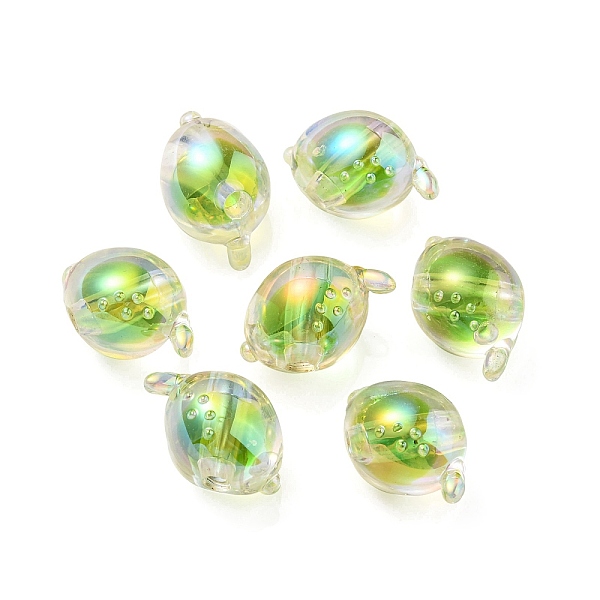 

PandaHall UV Plating Rainbow Iridescent Acrylic Beads, Two Tone Bead in Bead, Fish, Lawn Green, 15x17x15mm, Hole: 3.5mm Acrylic Fish