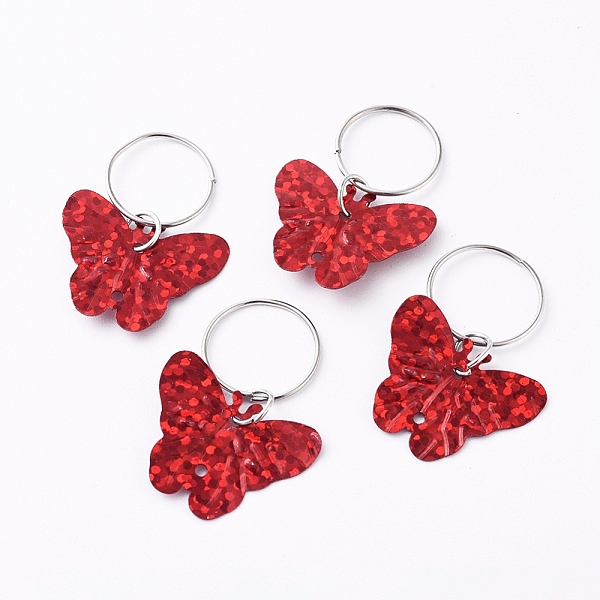 

PandaHall Plastic Paillette/Sequin Hair Braid Rings Pendants, Hair Clip Headband Accessories, Butterfly, Red, 28mm Plastic Butterfly Red