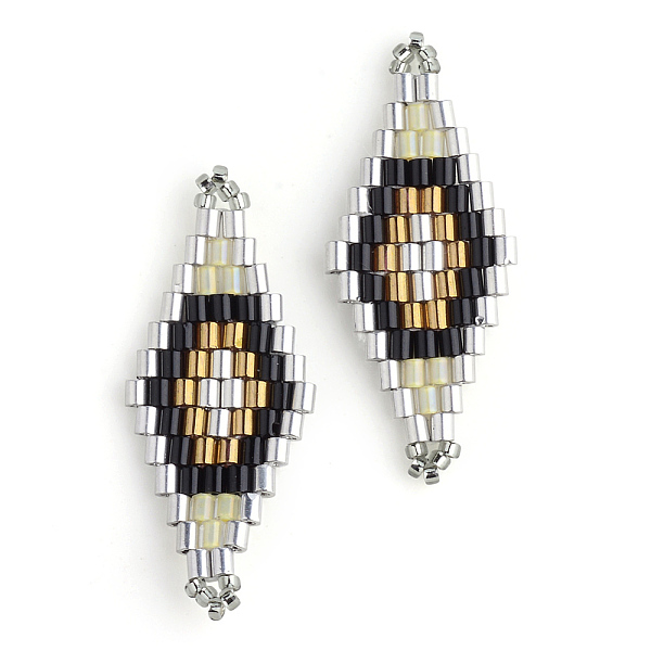 

PandaHall MIYUKI & TOHO Japanese Seed Beads, Handmade Links, Rhombus Loom Pattern, Gold, 31~32.5x13~13.5x1.5~2mm, Hole: 1mm Glass Rhombus...