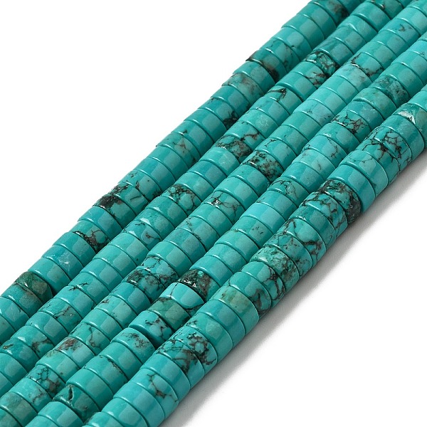 

PandaHall Natural Howlite Beads Strands, Flat Round/Disc, Dyed, Heishi Beads, Turquoise, 8~8.5x3~3.5mm, Hole: 1.2mm, about 117~118pcs/strand..., Green