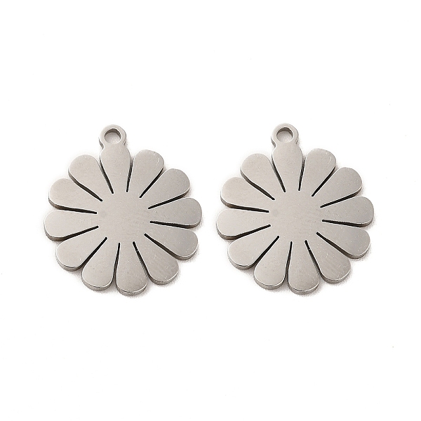 

PandaHall 201 Stainless Steel Pendants, Flower Charms, Stainless Steel Color, 17x15x0.9mm, Hole: 1.4mm 201 Stainless Steel Flower