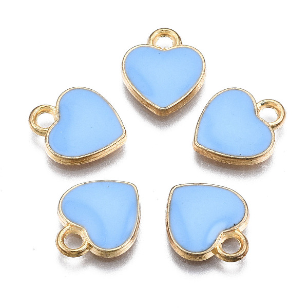 

PandaHall Alloy Enamel Charms, Heart, Light Gold, Light Sky Blue, 12x10x2mm, Hole: 2mm Alloy+Enamel Heart