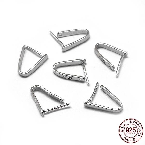 

PandaHall Rhodium Plated 925 Sterling Silver Pendant Bails, with S925 Stamp, Ice Pick & Pinch Bails, Platinum, 12x2mm, Pin: 0.6mm, Inseam...
