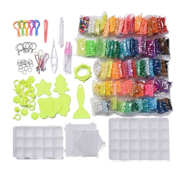 PandaHall DIY 36 Colors 14000Pcs 4mm PVA Round Water Fuse Beads Kits for Kids, Including Scraper Knife, Spray Bottle, Pattern Paper, Pen and...