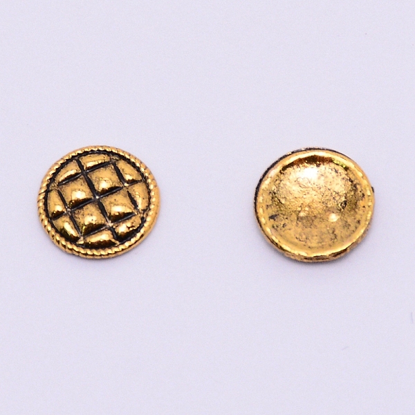 

PandaHall Alloy Cabochons, Nail Art Studs, Nail Art Decoration Accessories for Women, Flat Round with Grid, Antique Golden, 7.5x1mm...