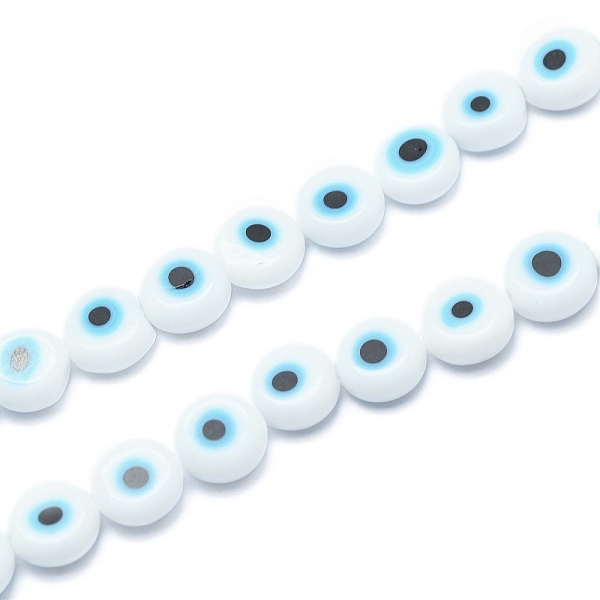 

PandaHall Handmade Evil Eye Lampwork Flat Round Bead Strands, White, 8x3.2mm, Hole: 1mm, about 49pcs/strand, 14.56 inch Lampwork Evil Eye...