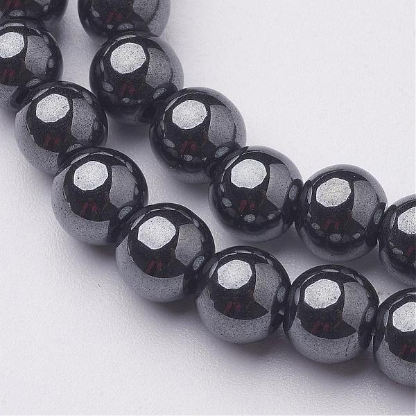 

PandaHall 6MM Black AAA Grade Round Non-Magnetic Synthetic Hematite Beads Strands, Size: about 6mm in diameter, hole: 1mm, about...