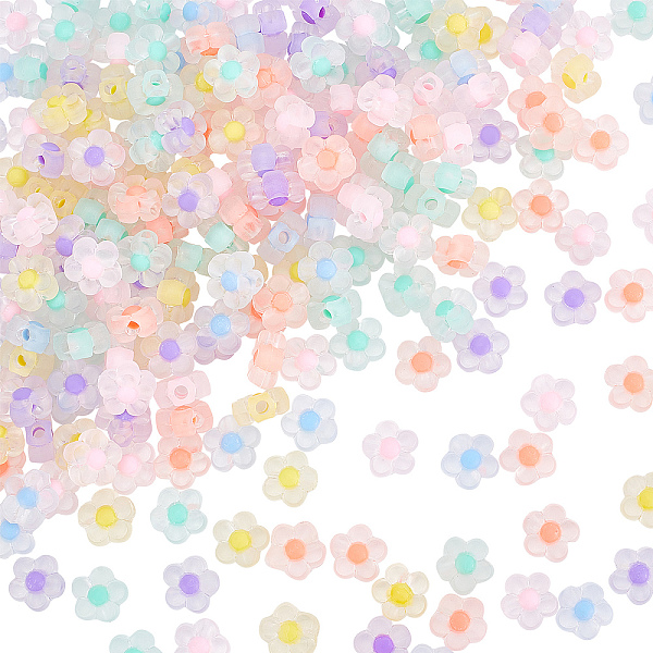 

PandaHall SUNNYCLUE 1 Box 400Pcs 6 Color Transparent Flower Beads Acrylic Flowers Bead Frosted Beads Blossom Spacer Loose Bead for Jewellery..., Multicolor