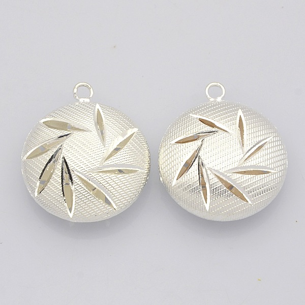 

PandaHall Brass Hollow Pendants, Flat Round, Silver Color Plated, 30x25x10mm, Hole: 3mm Brass Flat Round