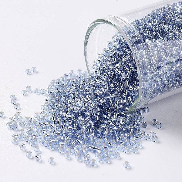 

PandaHall TOHO Round Seed Beads, Japanese Seed Beads, (33) Silver Lined Light Sapphire, 15/0, 1.5mm, Hole: 0.7mm, about 3000pcs/10g Glass..., Blue