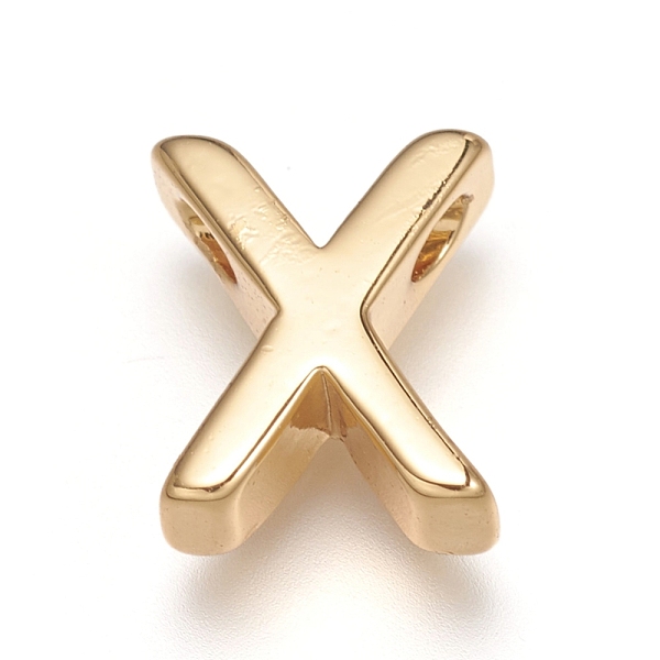 

PandaHall Brass Charms, Long-Lasting Plated, Real 18K Gold Plated, Letter.X, X: 9x7x3mm, Hole: 1.6mm Brass Letter X