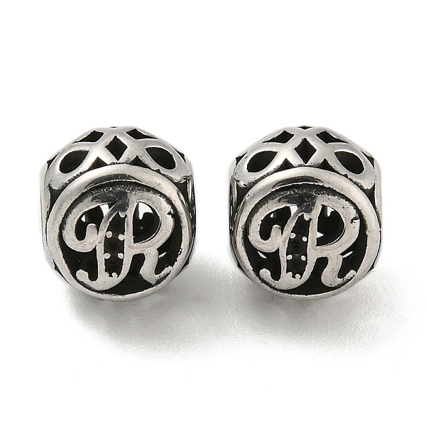 

PandaHall 304 Stainless Steel Beads Rhinestone Settings, Large Hole Beads, Round, Letter R, 9.5x8.5x9.5mm, Hole: 4mm, Fit for 0.8mm...