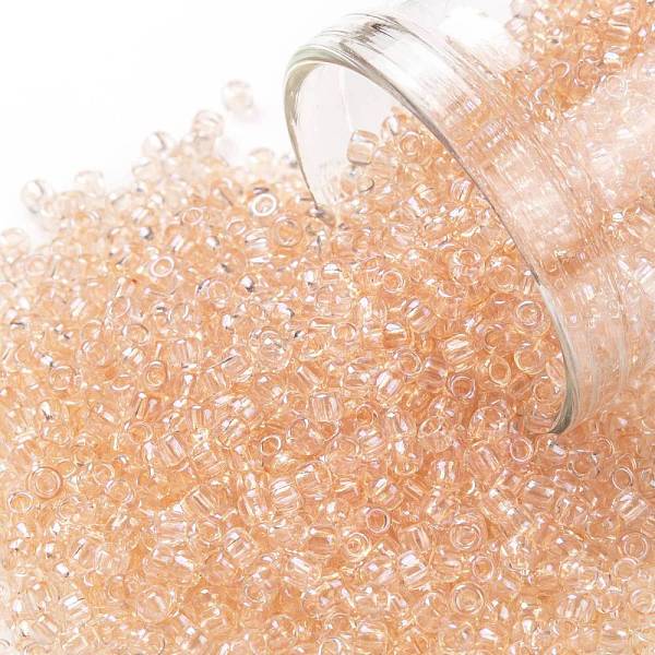 

PandaHall TOHO Round Seed Beads, Japanese Seed Beads, (1813) Transparent Rainbow Peach, 11/0, 2.2mm, Hole: 0.8mm, about 50000pcs/pound Glass..., Orange