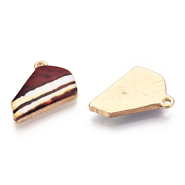 

PandaHall Printed Alloy Pendants, Light Glod, Triangle Cake, Brown, 14.5x18.5x2.5mm, Hole: 1.5mm Alloy Food Brown
