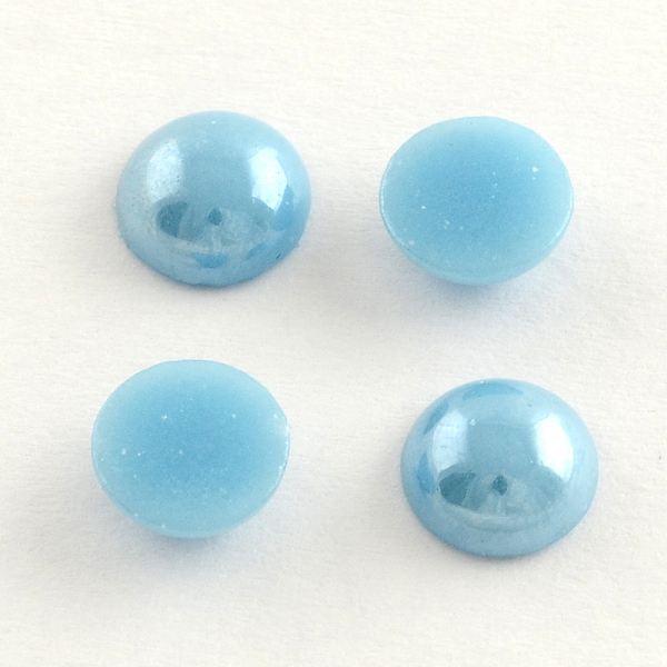 

PandaHall Pearlized Plated Opaque Glass Cabochons, Half Round/Dome, Light Sky Blue, 11.5x5mm Glass Half Round Blue