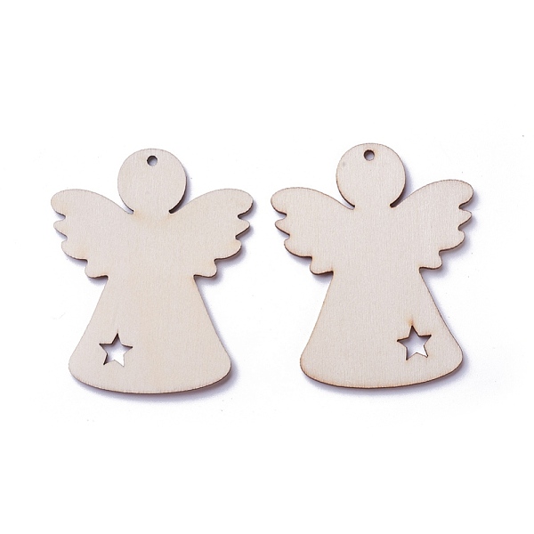 

PandaHall Undyed Wood Pendants, Angel, Antique White, 78x64x2.5mm, Hole: 3mm Wood Angel & Fairy Orange