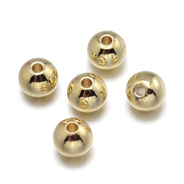 

PandaHall Brass Beads, Lead Free & Nickel Free & Cadmium Free, Solid Round, Real 18K Gold Plated, 4mm, Hole: 1.5~2mm Brass Round