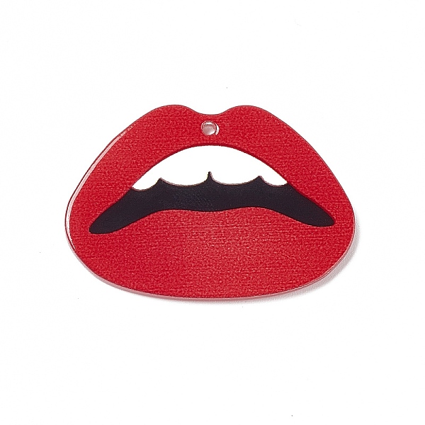 

PandaHall Valentine's Day Acrylic Pendants, Lip Pattern, 27.5x40x2.3mm, Hole: 1.6mm Acrylic Lip
