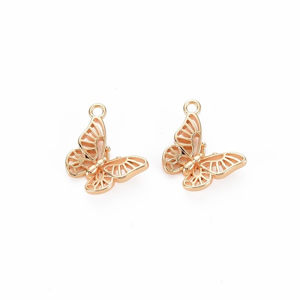 

PandaHall Brass Charms, Nickel Free, Butterfly, Real 18K Gold Plated, 15x11x3mm, Hole: 1.5mm Brass Butterfly