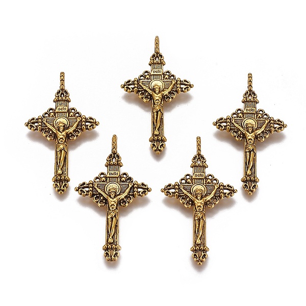 

PandaHall Tibetan Style Alloy Pendants, Cadmium Free & Lead Free, Easter, Crucifix Cross Charms, Antique Golden, 50x28x3mm Alloy Cross