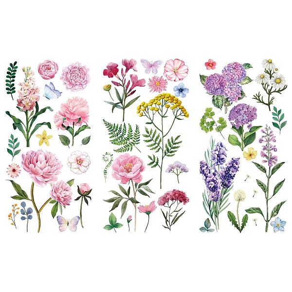 

PandaHall 3 Sheets 3 Styles PVC Waterproof Decorative Stickers, Self Adhesive Decals for Furniture Decoration, Flower Pattern, 300x150mm, 1...