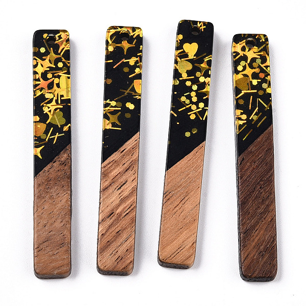 

PandaHall Opaque Resin & Walnut Wood Big Pendants, Rectangle Charms with Paillettes, Black, 51.5x7.5x3mm, Hole: 1.8mm Resin+Wood Rectangle...