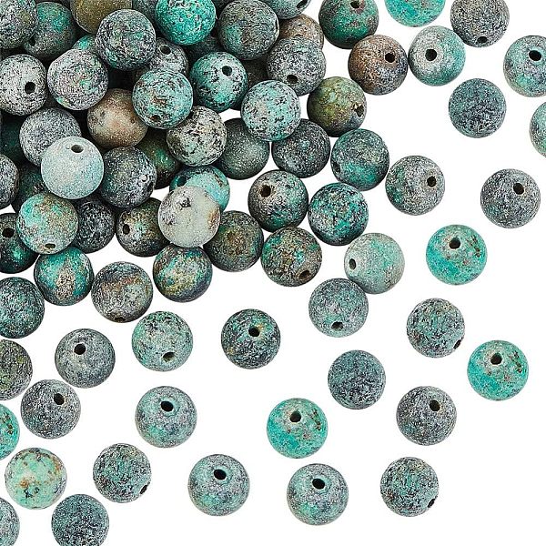 

PandaHall Olycraft Frosted Natural African Turquoise(Jasper) Round Beads, 8mm, Hole: 1mm, 100pcs/box African Turquoise(Jasper) Round