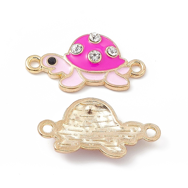 

PandaHall Alloy Connector Charms, with Crystal Rhinestone and Enamel, Tortoise Links, Light Gold, Magenta, 12x23x3mm, Hole: 1.5mm Alloy..., Pink