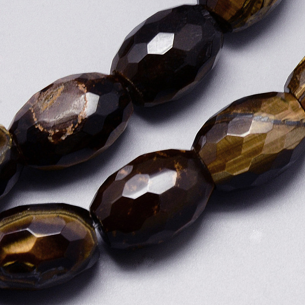 

PandaHall Natural Tiger Eye Beads Strands, Faceted, Drum, 15x19~21mm, Hole: 1.5mm, about 20pcs/strand, 16.1 inch Tiger Eye Drum