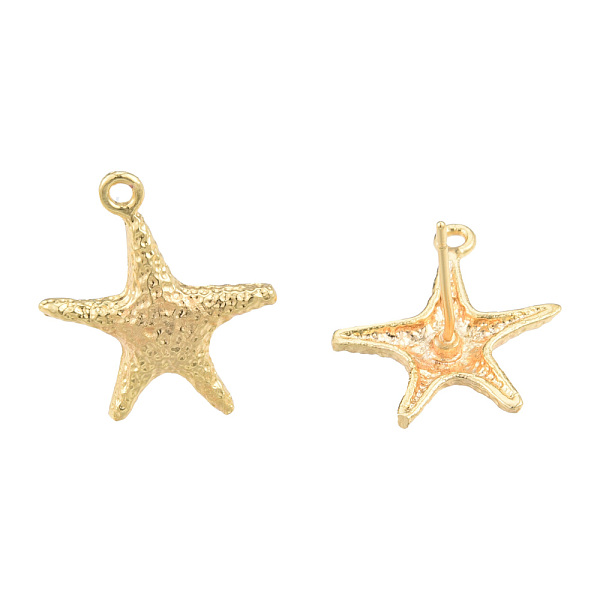 

PandaHall Brass Stud Earring Findings, with Horizontal Loops, Starfish, Nickel Free, Golden, 19x15mm, Hole: 1.2mm, Pin: 0.8mm Brass Starfish