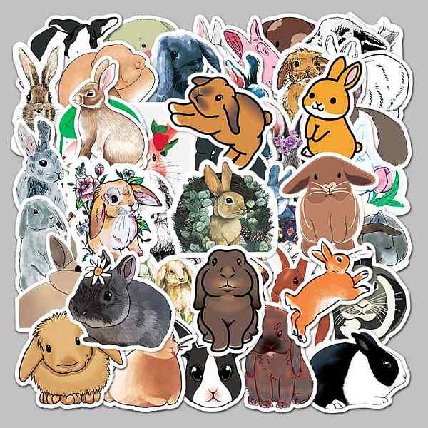 

PandaHall Waterproof PVC Adhesive Sticker Lables, for Suitcase, Skateboard, Refrigerator, Helmet, Mobile Phone Shell, Computer, Cup, Rabbit...