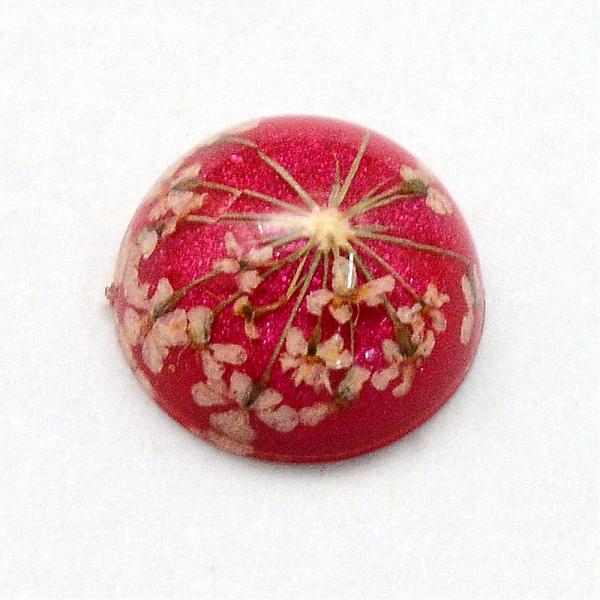 

PandaHall Resin Cabochons, Dome, Half Round, with Dried Flower inside, Cerise, 11.5~12x6~6.5mm Resin Half Round Red
