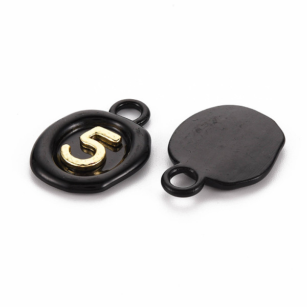 

PandaHall Spray Painted Alloy Pendants, Cadmium Free & Lead Free, Oval with Number 5, Black, 26x18.5x3mm, Hole: 4mm Alloy Number Black