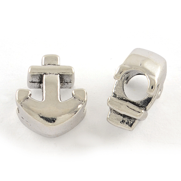 

PandaHall Tibetan Style Alloy European Large Hole Beads, Cadmium Free & Lead Free, Anchor, Antique Silver, 13x11x7mm, Hole: 4.5mm Alloy...
