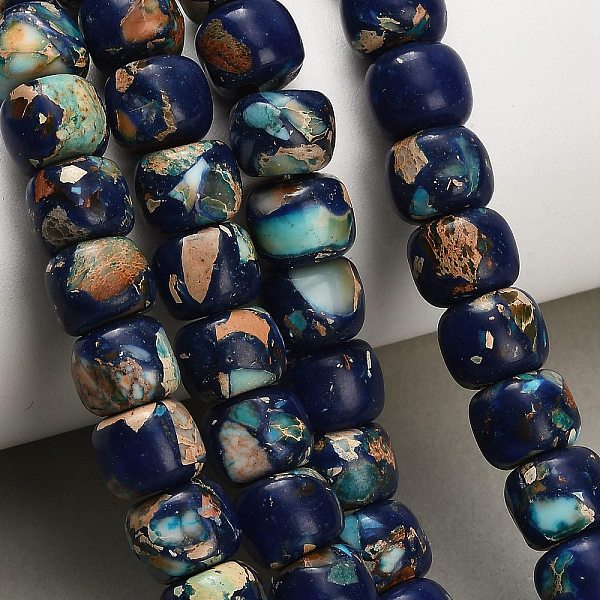 Brins de perles de jaspe impérial synthétique teint