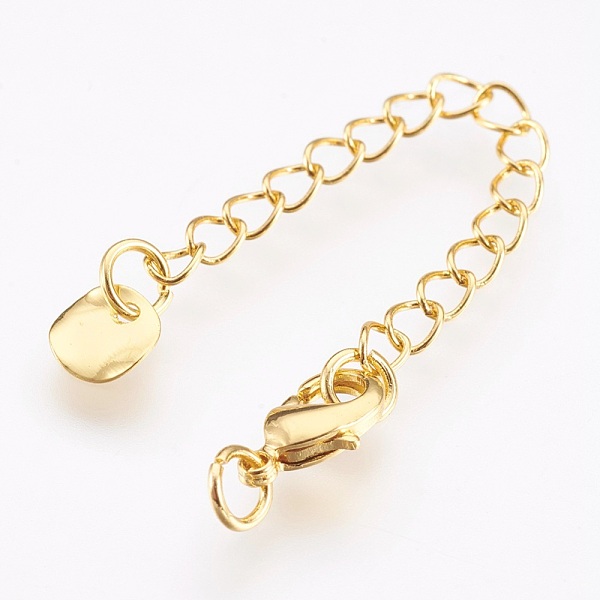 

PandaHall Brass Chain Extender, with Lobster Claw Clasps, Cadmium Free & Nickel Free & Lead Free, Long-Lasting Plated, Flat Round, Real 18K...