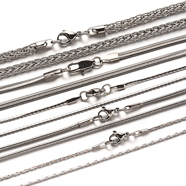 

PandaHall 304 Stainless Steel Chain Necklaces, with Lobster Claw Clasps, Stainless Steel Color, 17.7 inch~23.6 inch(45~60cm)x1.2~4mm 304...