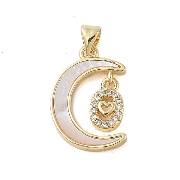 

PandaHall Brass Micro Pave Clear Cubic Zirconia Pendant, with Shell, Moon, Real 18K Gold Plated, Heart, 21.5x15x3mm, Hole: 4x3.5mm...