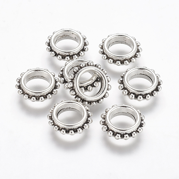 

PandaHall Tibetan Style Alloy Bead Spacers, Lead Free and Cadmium Free, Ring, Antique Silver, Rondelle, about 13.5mm in diameter, 4.5mm...