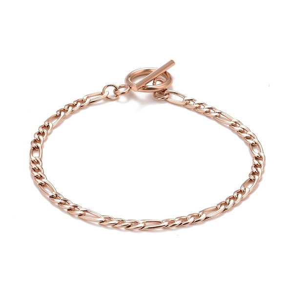 

PandaHall Ion Plating(IP) 304 Stainless Steel Chain Bracelets for Women or Men, Figaro Chain Bracelets, Rose Gold, 8 inch(20.3cm) 304...