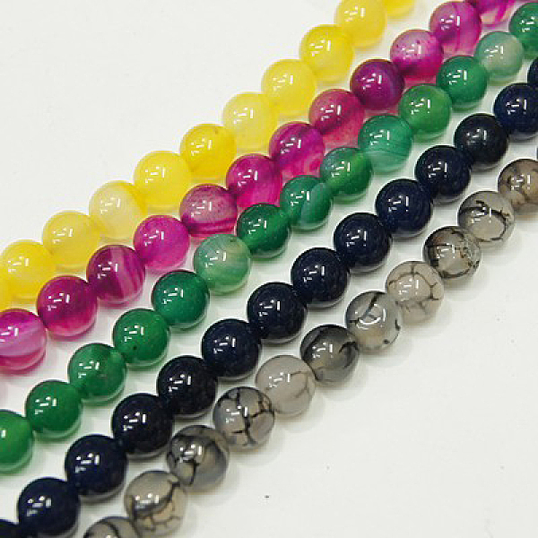 

PandaHall Natural Agate Strands, Dyed, Round, Mixed Color, 8mm in diameter, Hole: 1mm Natural Agate Round Multicolor