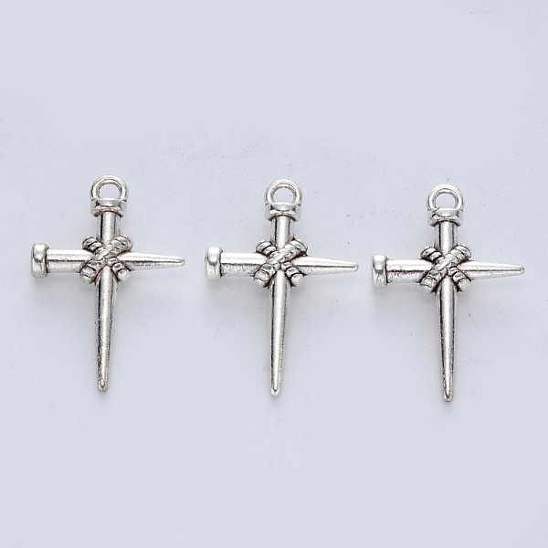 

PandaHall Tibetan Style Alloy Pendants, Cadmium Free & Lead Free, Cross, Antique Silver, 25x16.5x4.5mm, Hole: 2mm, about 375pcs/500g Alloy...
