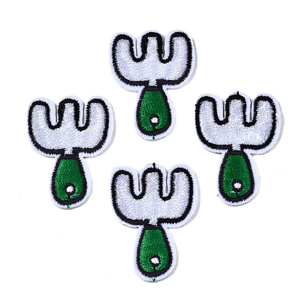 PandaHall Computerized Embroidery Cloth Iron On/Sew On Patches, Costume Accessories, Appliques, Fork, Green, 41x29.5x1.5mm Cloth Tableware...