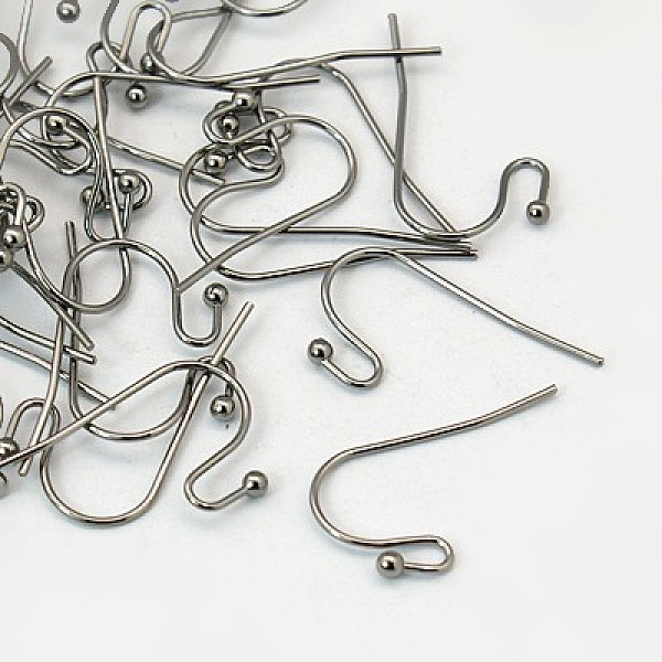 

PandaHall Brass Hook Ear Wire, Lead Free and Cadmium Free, Gunmetal, Size: about 11mm wide, 22mm long, 0.75mm thick, Ball: 2mm in diameter...