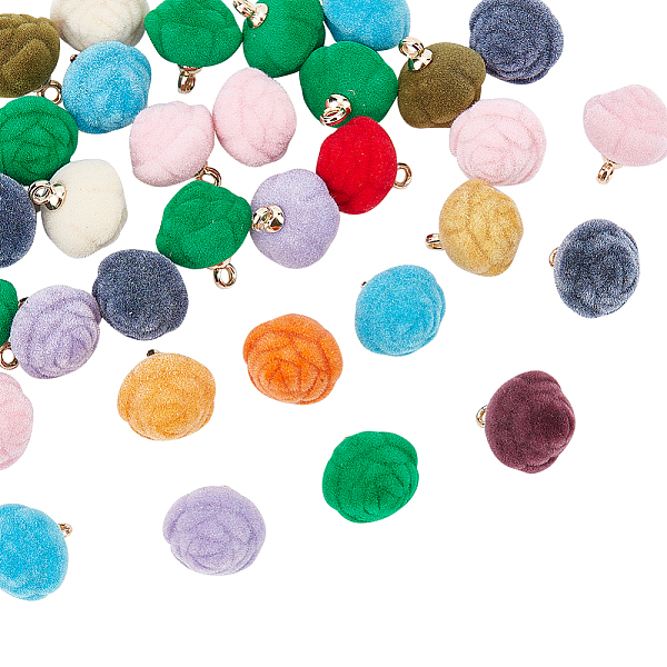 

PandaHall CHGCRAFT 32Pcs Flocky Resin Pendants, with Light Gold Iron Cap Pendant Bails, Flower, Mixed Color, 18.5x16x16mm, Hole: 2.5mm..., Multicolor
